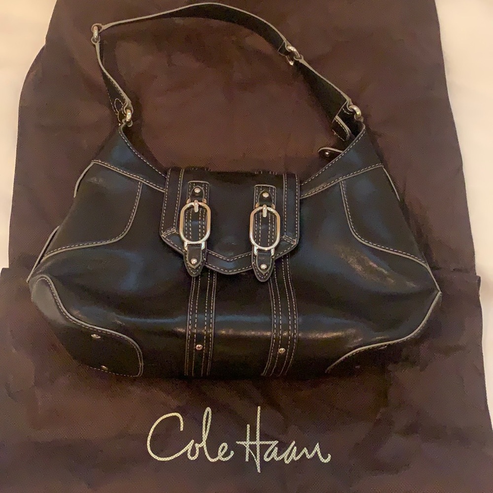 Cole Haan black Trinity shoulder leather purse